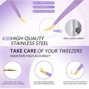 custom <b>box</b> fiber tip eyelash tweezers fiber tip eyelash extension tweezers diamond grip plasma coated eyelash extension tweezers - Product Image 5