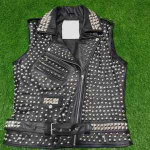Gilet de motard en cuir de vachette véritable pour homme, design personnalisé, gilet de motard en cuir de haute qualité, col montant, gilet pour homme - Product Image 6