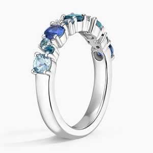 Joyería Fina al por Mayor, Anillo de Oro Blanco Sólido de 18k para Mujer con Piedras Preciosas Naturales Multicolores, Topacio, Aguamarina, Zafiro, Diamante - Product Image 2