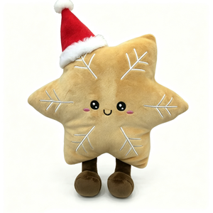 Estrella de peluche color jengibre personalizada, estrella de peluche color canela con bordado de copo de nieve, estrella de peluche con patas y pies. - Product Image 1