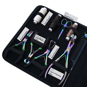 Hair Extension <b>Tools</b> <b>Kit</b> Crimping Plier Tap-In Plier Bead Remover <b>Mini</b> Scissor Comb Curved Needles Quick Parting Clips - Product Image 4