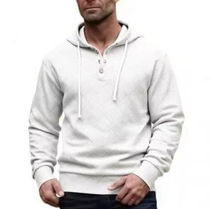 Sweat-shirt à capuche pour homme, coupe classique, couleur unie, tricoté, 100% coton, écologique, avec poche, vêtement décontracté d'automne - Product Image 4