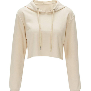 Sudadera con Capucha Corta para Mujer, de Alta Calidad, con Logotipo y Diseño Personalizados, Manga Larga, Estilo Casual, Color Sólido, Tejido de Punto - Product Image 2