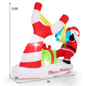 Babbo Natale Gonfiabile in PVC da 2,1 m per Esterni, Decorazione Natalizia con 5 Luci LED Integrate, Gonfiaggio Rapido, Decorazione in Poliestere 210T - Product Image 4
