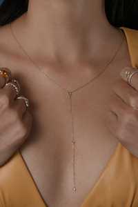 Rose Cut Lab Grown Diamond Lariat Y Chain <b>Necklaces</b> Bezel Set 18inches Adjustable Lobster Clasp Minimalist Dainty 14K Solid Gold - Product Image 2