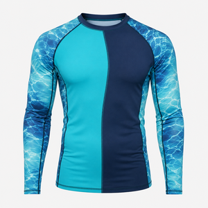 Maillot de bain Rash Guard pour homme à manches longues, protection UV, respirant, séchage rapide, avec logo frontal, haut de plage athlétique - Product Image 6