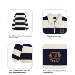 Pull unisexe à col rond doublé 100% coton |   Sans manches |   Printemps |   Imprimé animalier |   Cristal |   Logo avant |   Design rayé bicolore - Product Image 2