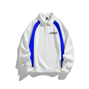 Sweat-shirt décontracté en coton tricoté pour homme, blanc, à manches longues, col boutonné, coupe classique, respirant, avec logo imprimé, idéal pour l'automne - Product Image 3