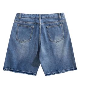 Custom Mens Double Layer Plaid <b>Waist</b> Denim Shorts Rhinestones Cross Graphics Goth Y2K Streetwear Washed Baggy <b>Jeans</b> Jorts Shorts - Product Image 5