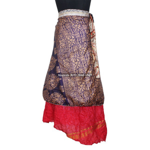 100 Ways to Wear Magic Wrap Vintage India Silk 38 Inch 2 Layer Reversible Magic Silk Saris Wrap <b>Long</b> <b>Skirt</b> Sari Wrap Around - Product Image 4