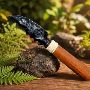 Cuchillo Decorativo de Obsidiana Negra de 8 Pulgadas Hecho a Mano por TAJ GEMSTONE EXPORT, Mango de Madera, Pieza de Arte Coleccionable de Piedra Natural - Product Image 3