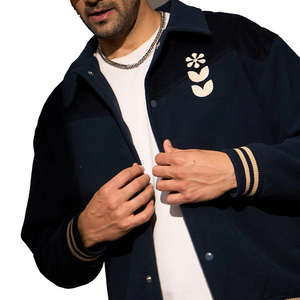 Veste varsity pour homme en molleton 100% coton de haute qualité, logo brodé chenille personnalisé OEM/ODM, style streetwear. - Product Image 2