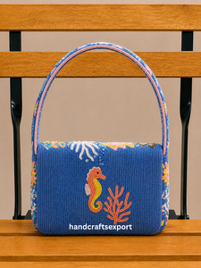 Sac à bandoulière personnalisé fait main en perles de rocaille tortue marine, tendance, léger, écologique, robuste, sûr, brodé |   Logo personnalisé - Product Image 4