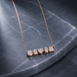 Collar con Colgante de Diamante Cultivado en Laboratorio en Forma de Barra, Plata de Ley S925, Chapado en Oro Rosa, Claridad EF, para Mujer, Regalo - Product Image 1