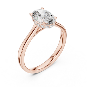 Classic Hidden Halo Oval Cut Lab Grown Solitaire <b>Ring</b> <b>Set</b> 18KT Rose <b>Gold</b> Certified for Party Wedding Luxury Gifting for Women - Product Image 4
