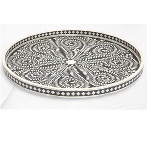 Bandeja de Servicio de Madera de Alta Calidad, Duradera y de Diseño con Incrustaciones de Hueso, Ideal para Desayunos y Aperitivos en Servicios de Catering - Product Image 1