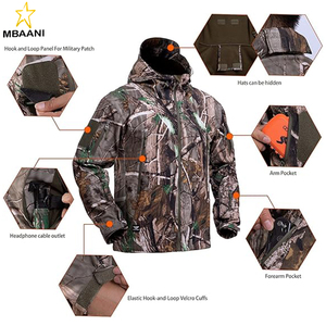Hunting <b>Jacket</b> for Men Quiet Hunting Camouflage Clothing Hoodie <b>Camo</b> Coat Water-Repellent Windproof - Product Image 2