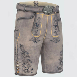 Bavarian Lederhosen Eco-Friendly German <b>Shorts</b> with Embroidered Vintage Pattern Customizable Solid Classic Design - Product Image 3