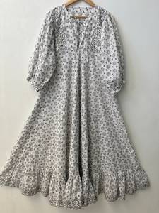 Femmes filles imprimé pur coton Maxi robe indien bloc imprimé décontracté été soirée à la mode en gros longue Midi en vrac - Product Image 2