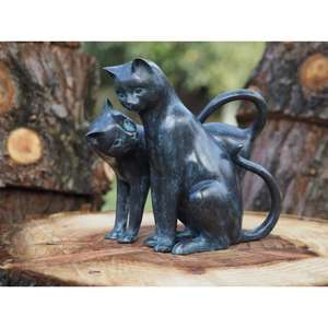 Ensemble de 2 sculptures de chats anciens artisanaux en fonte, décoratives, cadeaux pour les amoureux des chats, articles de jardin - Product Image 3