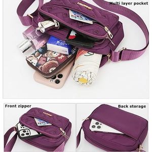 Bolso Bandolera Acolchado para Mujer, de Tela Oxford, Multicapa, Casual, con Bordado, Correa Ancha, para Negocios - Product Image 2