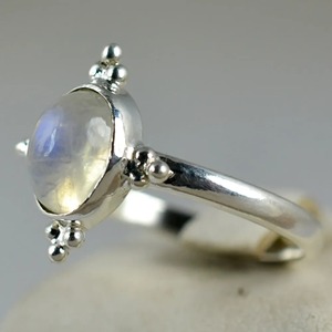Rainbow Moonstone <b>Ring</b> 925 Sterling <b>Silver</b> Handmade <b>Statement</b> Promise <b>Ring</b> for Women Boho Oval June Birthstone Jewelry - Product Image 2