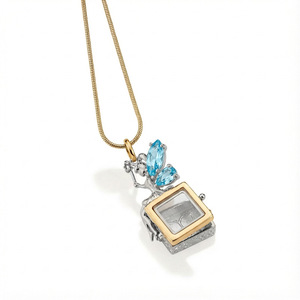 Stainless Steel Locket Necklace <b>Memory</b> Keepsake Floating Charm Pendant Jewelry Wholesale - Product Image 2