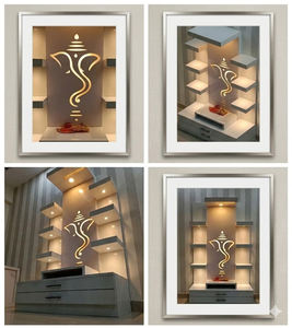 Teak Wood Modernise Temple Manufacturer Marble Look Ganesha Design Temple Ganesha Decors Pooja <b>Mandir</b> for Home Guyana Canada UK - Product Image 6