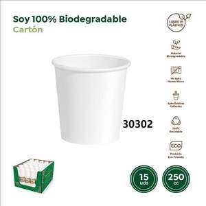Gobelets en carton biodégradables à paroi simple, écologiques, jetables, Blanco VASO CARTON 30302, 100% papier - Product Image 1