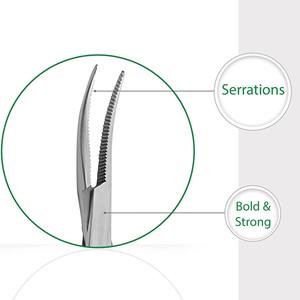 Pince chirurgicale hémostatique incurvée à pointe fine en acier inoxydable HERMANN MEDITECH HM-M-310, instrument médical de serrage - Product Image 6