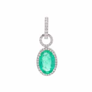 Colgante de Halo de Esmeralda Hecho a Mano en Plata de Ley 925 Chapado en Oro Blanco, Joyería de Lujo para Mujer, Regalo Elegante y Duradero - Product Image 1