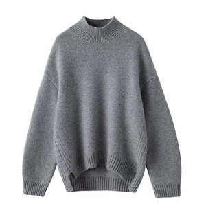 Suéter de Cuello Alto Grueso para Mujer, Manga Larga, Color Sólido, Tejido Informal para Invierno - Product Image 5