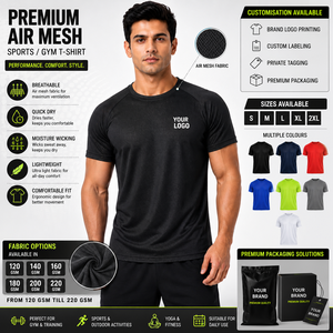Camiseta Deportiva Premium de Malla Transpirable de Secado Rápido para Gimnasio, Running y Entrenamiento, con Logotipo Personalizado, Ropa Deportiva para Hombre - Product Image 6