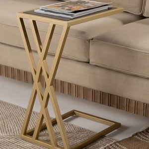 Mesa de Centro Moderna de Metal Drake con Estructura Geométrica de Acero Dorado, Diseño Elegante para Sala de Estar, Dormitorio u Oficina - Product Image 2