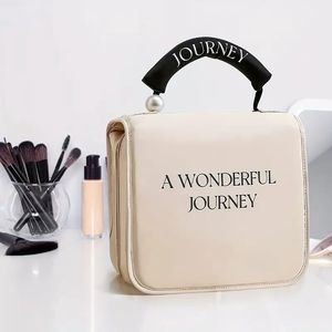 Borsa Cosmetica Portatile da Donna Grande Capacità con Perle e Gancio, per Viaggi d'Affari e Kit da Toilette - Product Image 1