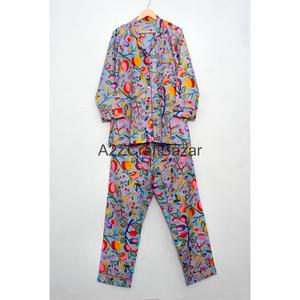 Pijamas de Mujer Hechos a Mano con Estampado Indio - Conjunto Premium 100% Algodón Puro para Primavera y Verano - Product Image 4