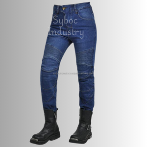 Meilleur pantalon de moto en denim pour femmes Jeans d'équitation noirs, délavés et élégants Pantalon de moto en denim de course personnalisé Protection - Product Image 5