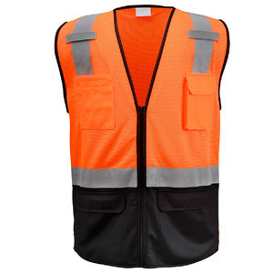 Veste de sécurité unisexe en polyester imperméable et résistant, personnalisable en gros, entièrement noire, avec maille, pour premiers secours, vêtements réfléchissants certifiés CIQ - Product Image 1