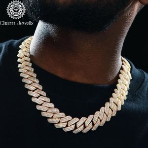 Charm Jewells Men's Moissanite <b>Statement</b> <b>Necklace</b> 925 Silver Rhodium Plated Geometric Link Chain Hip Hop Style - Product Image 4