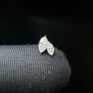 Floral Lab Grown Diamond <b>Stud</b> <b>Earring</b> In 14K Gold With Marquise Petal <b>Helix</b> Design - Product Image 4