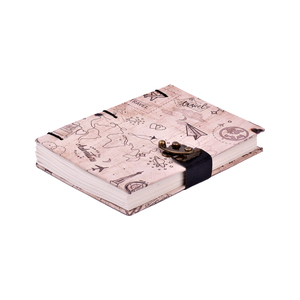 Creative A5 Travel Map Theme Handmade Paper Diary with <b>Lock</b> Closure | 200 Pages Dual Side Writing Conscious Journal for Gifting - Product Image 1