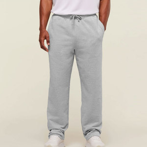 Pantalones deportivos casuales de algodón para hombre, de cintura media, con logo personalizado, lisos, de gran tamaño, estilo frontal plano, superventas al por mayor - Product Image 1