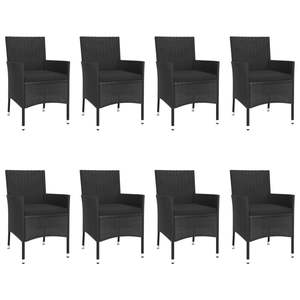 Ensemble de 8 ensembles de salle à manger de jardin noirs pour patio - Product Image 4