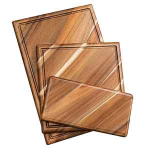 Ensemble de planches à découper en bambou avec compartiments et rainure à jus, planches de préparation et de service en bois pour la cuisine - Product Image 2