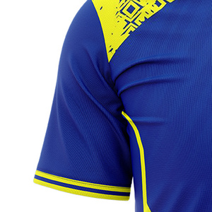 Maillot de tennis unisexe personnalisé sublimé, col rond, manches courtes, motif géométrique color block, anti-humidité, coupe classique - Product Image 3