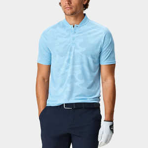 เสื้อโปโลกอล์ฟผู้ชายสีฟ้าลายพรางโทนสีเดียว รุ่น 2026 ระบายเหงื่อได้ดี คอเสื้อแบบ Blade ทรงแอธเลติก สำหรับเล่นกีฬา HD - Product Image 1
