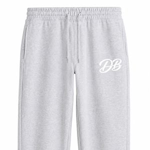 Pantalon de jogging gris pour homme, taille élastique avec cordon de serrage, décontracté, logo lettre sur la jambe droite, en coton mi-lourd, style automne - Product Image 3