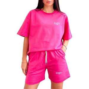 Premium Quality Custom Made Summer Nylon Plain Short Sleeve Interlock Fabric Compression Apparel Women Summer <b>Set</b> - Product Image 2