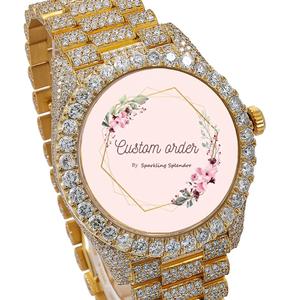 Montre-bracelet de luxe pour homme entièrement sertie de moissanite, mouvement mécanique, style hip-hop premium, montre de marque plaquée or jaune - Product Image 2