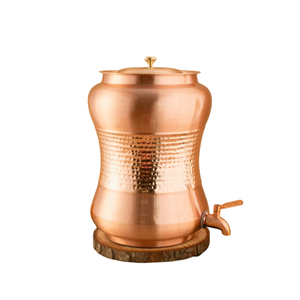 Handcrafted Pure <b>Copper</b> Water Dispenser With Bird Land Floral Digital Print Hand-Hammered Designer Matka For Ayurveda Health - Product Image 6